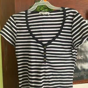 Charlotte Russe Monochrome Striped Top